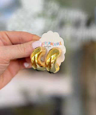 Puffy Hoop Water Resistant Earrings - Gold