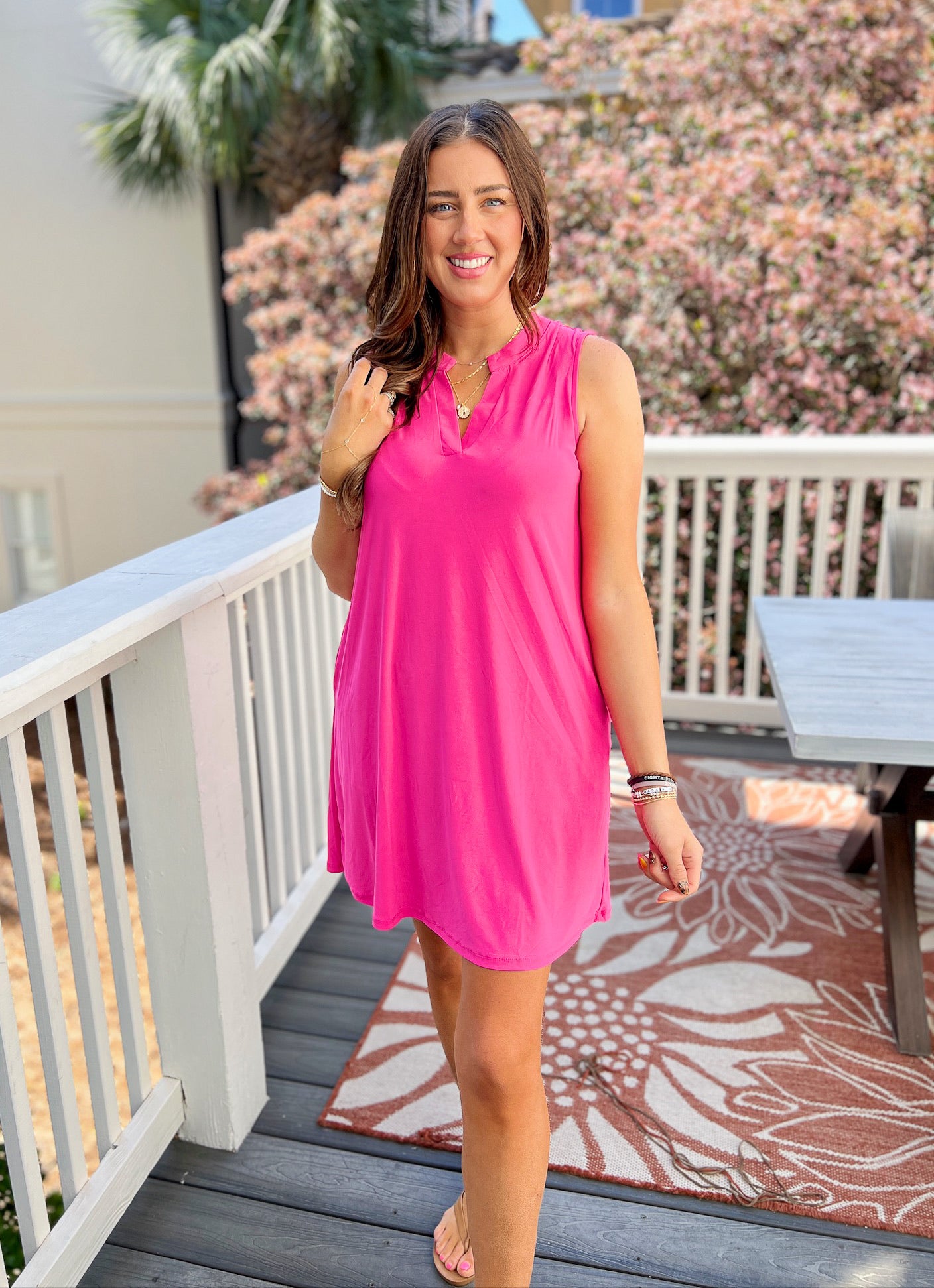 Solid Lizzy Tank Dress - Hot Pink Solid Lizzy Tank Dress - Hot Pink