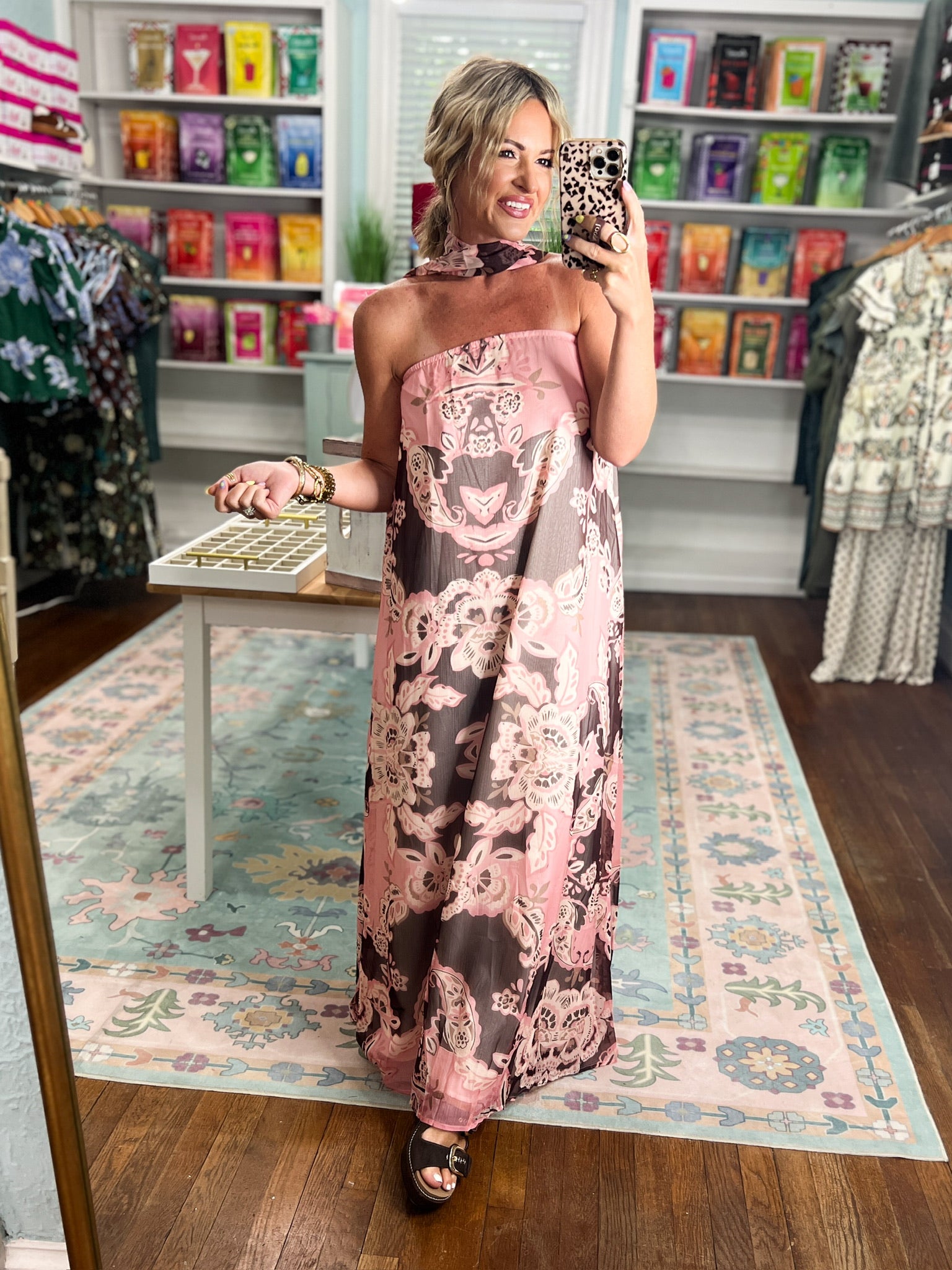 Blushing Baroque Strapless Maxi Dress