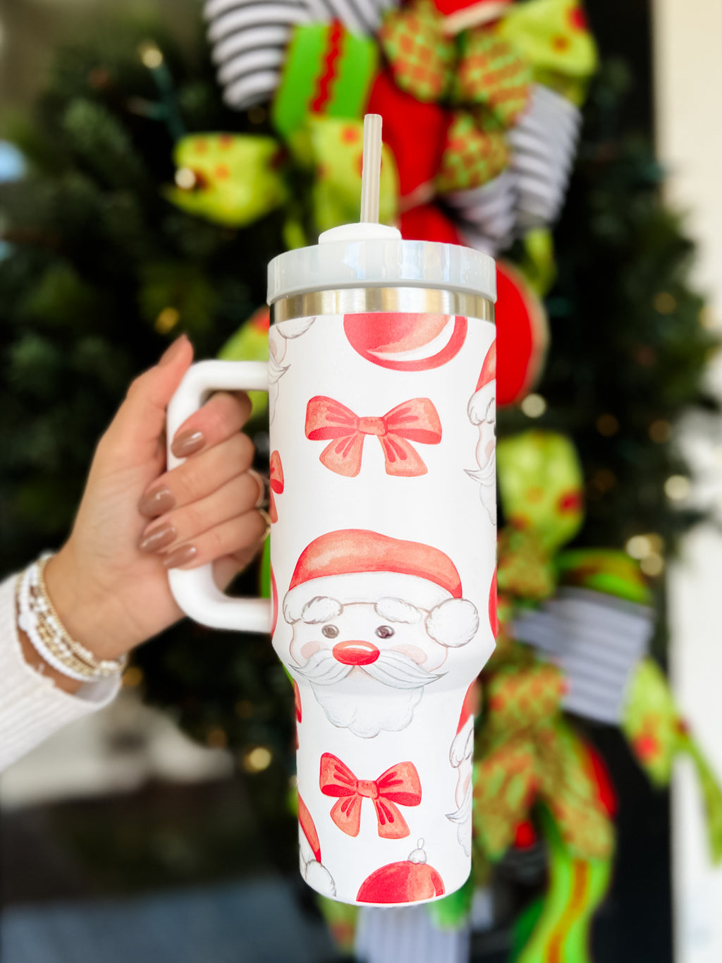 40 oz. Christmas Tumbler Preppy Pineapple Boutique