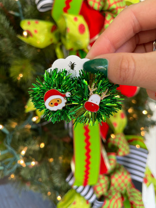 Epoxy Santa & Rudolph Tinsel Earrings