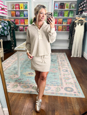In Her Element Striped Top And Skirt Set - Oatmeal