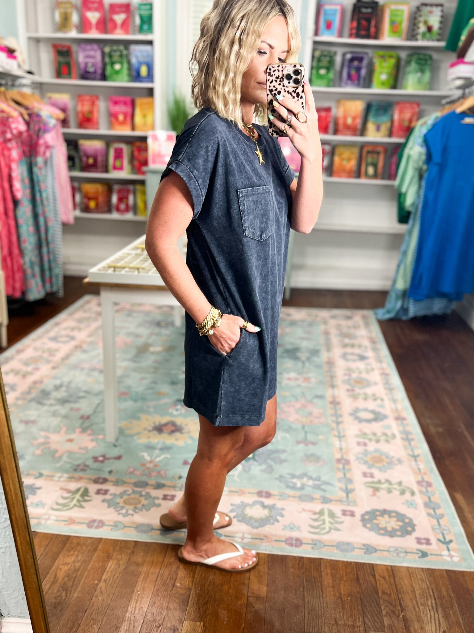 Just Stay Washed T-Shirt Dress - Black