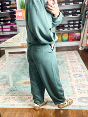 Spinning the Story Quarter Zip TOP - Sage Leaf