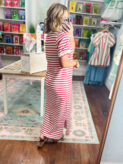Playful Pursuits T-Shirt Midi Dress - Ivory/Red