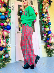 Holiday Party Plaid Wide Leg Pants