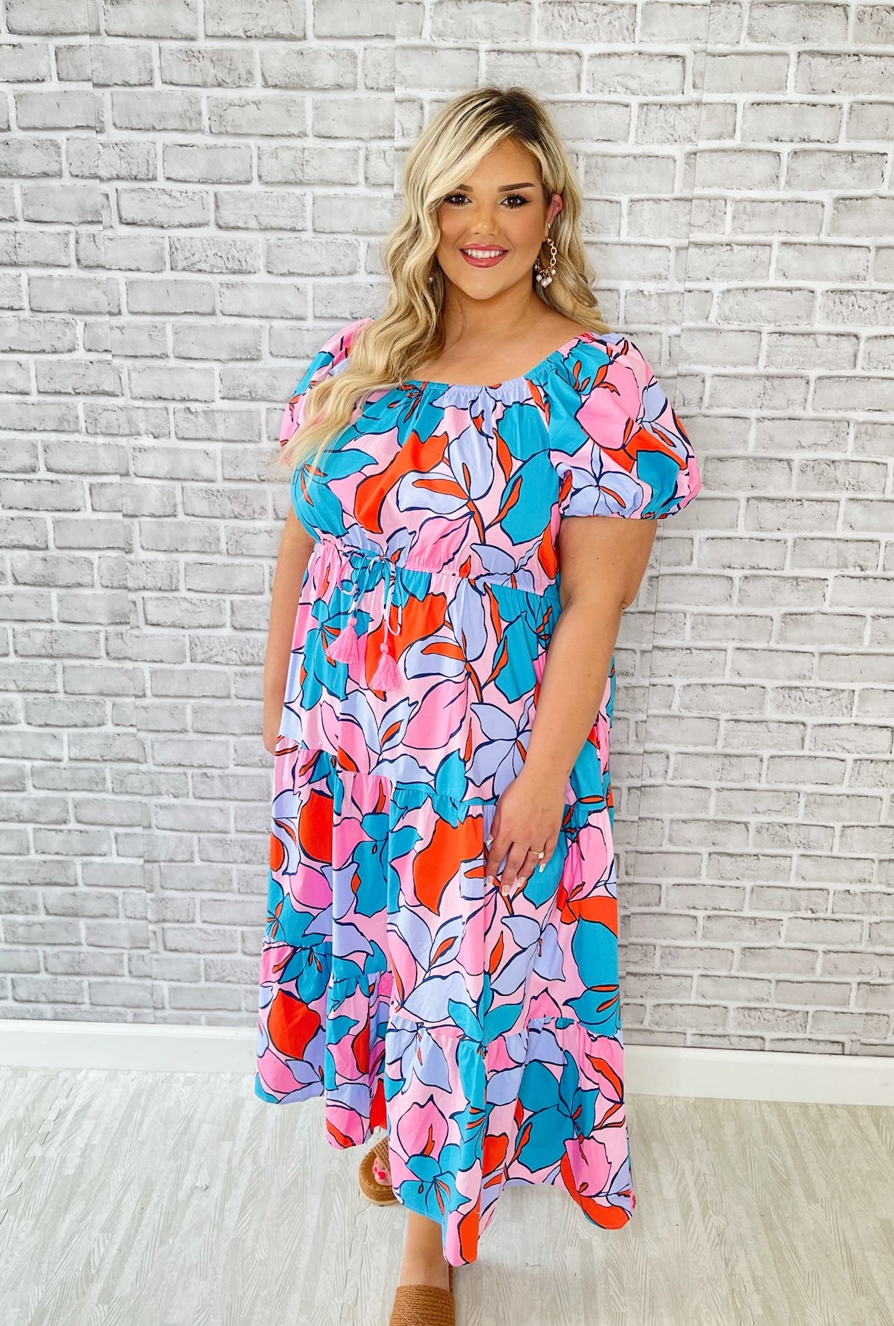 Easy Breezy Spring Maxi Dress - Aqua Coral