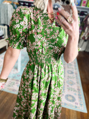 Calm and Centered Floral Midi Dress - Olive