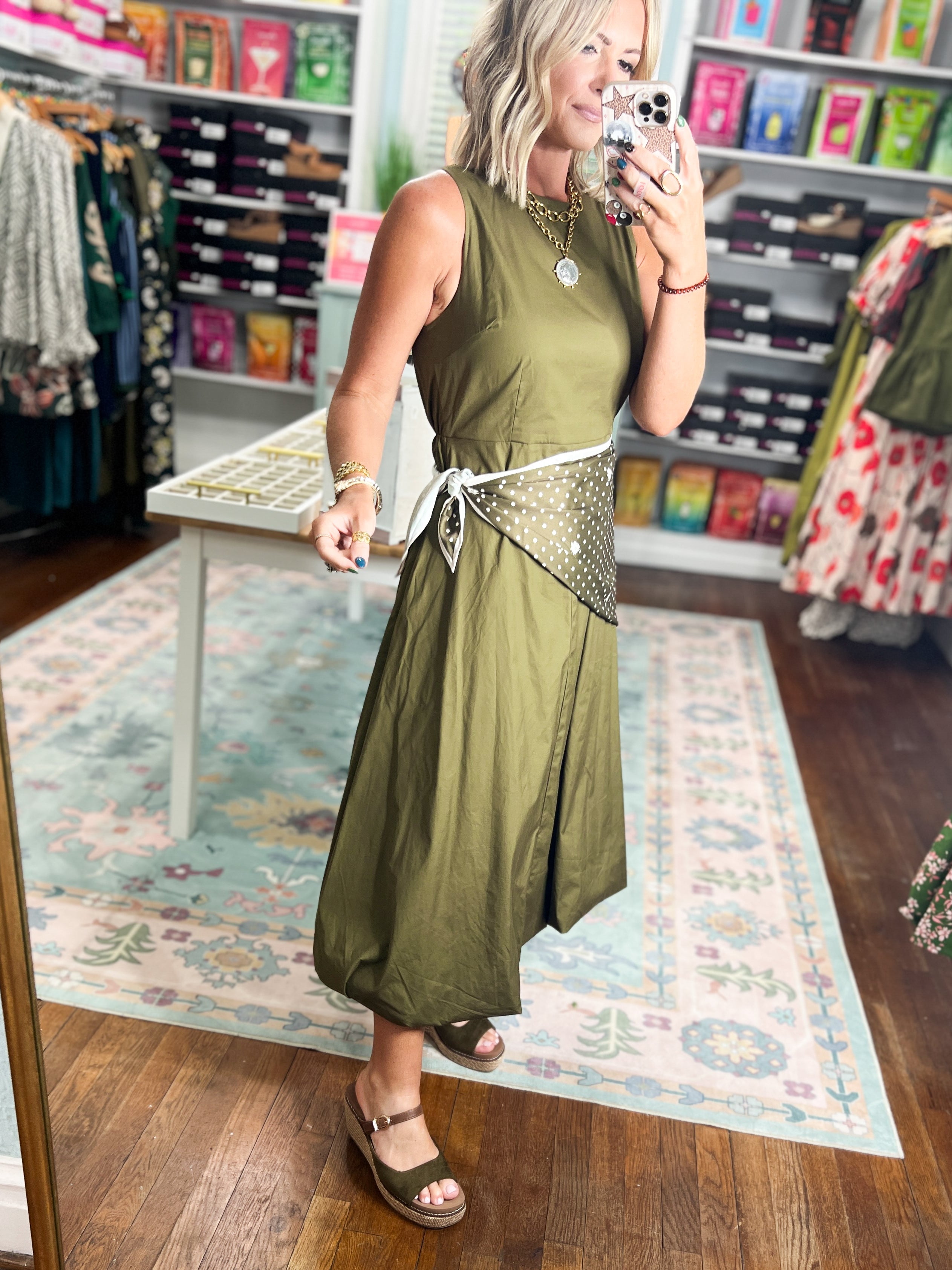 Get Their Attention Midi Dress - Olive