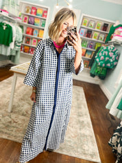 Little Moments Gingham Midi Dress - Navy