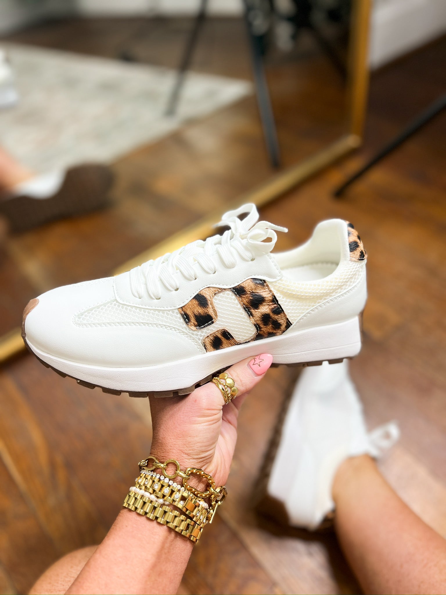 Corkys | No Prob Sneakers - White with Leopard
