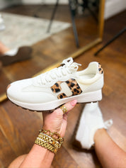 Corkys | No Prob Sneakers - White with Leopard