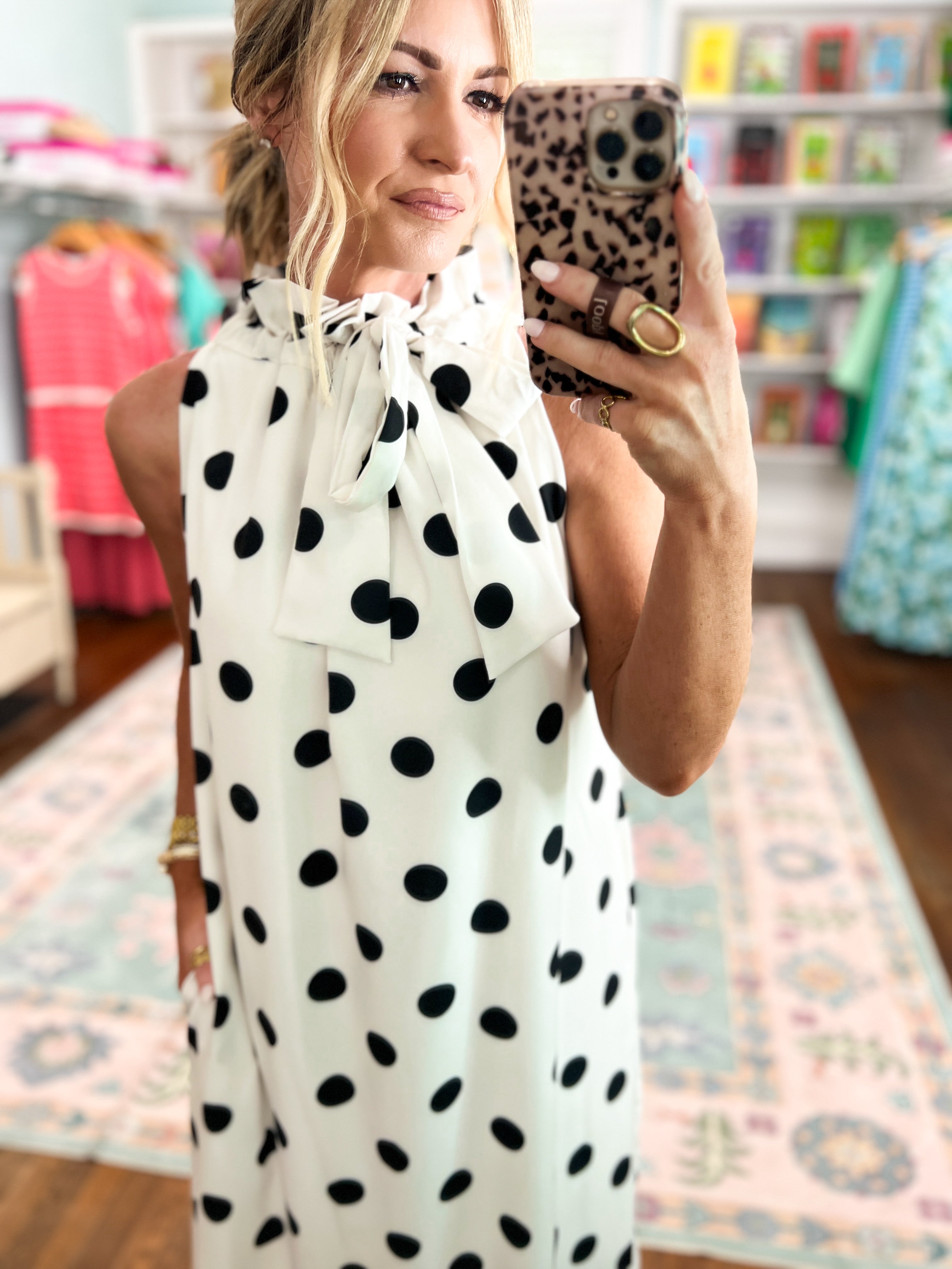 Pretty in Polka Maxi Dress - White/Black