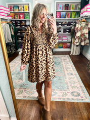 Queen of the Jungle Yoke Mini Dress - Taupe