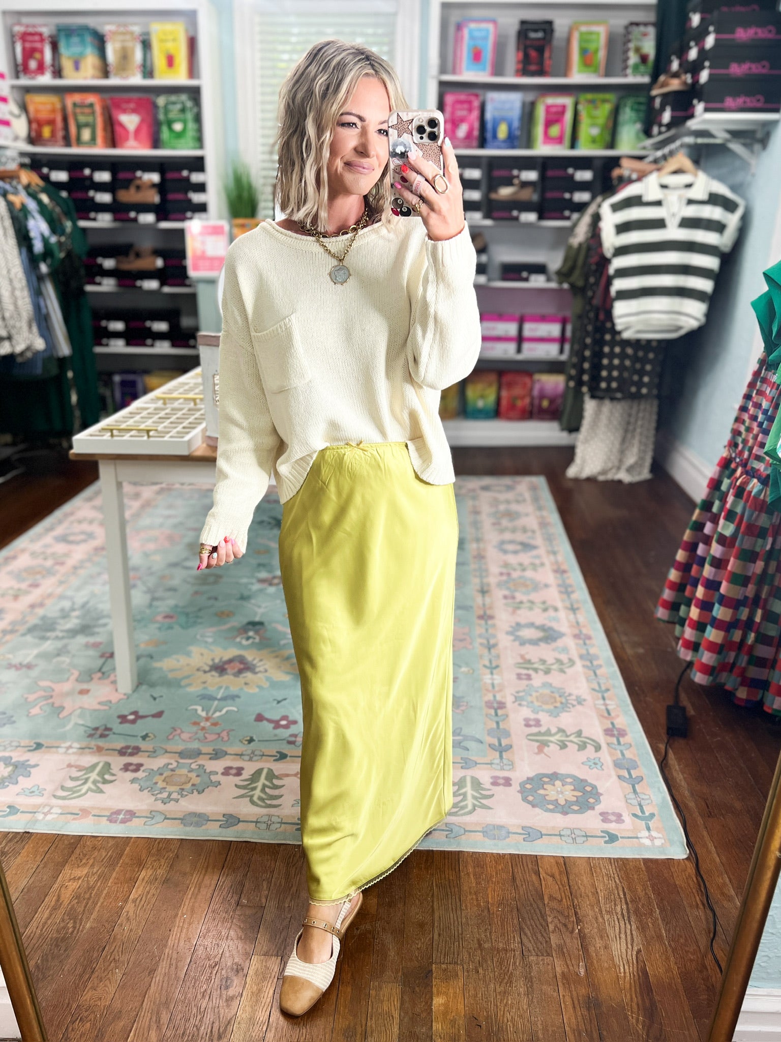Shared With You Satin Skirt - Chartreuse