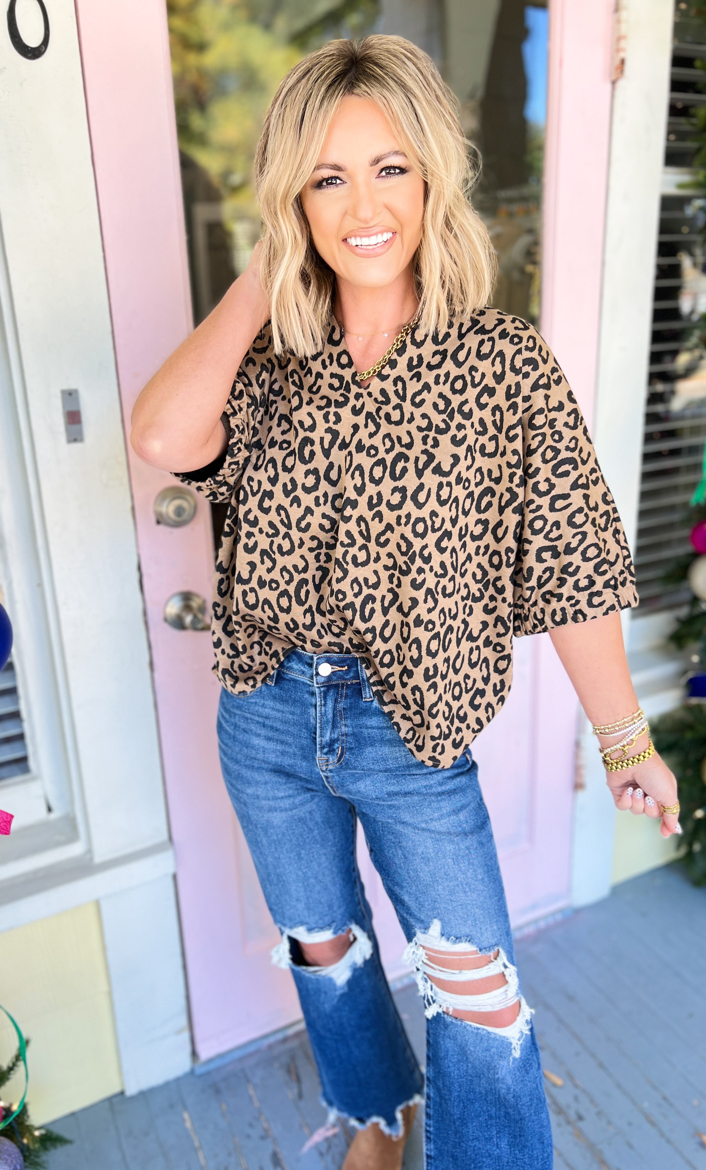 Clever Words Leopard Top