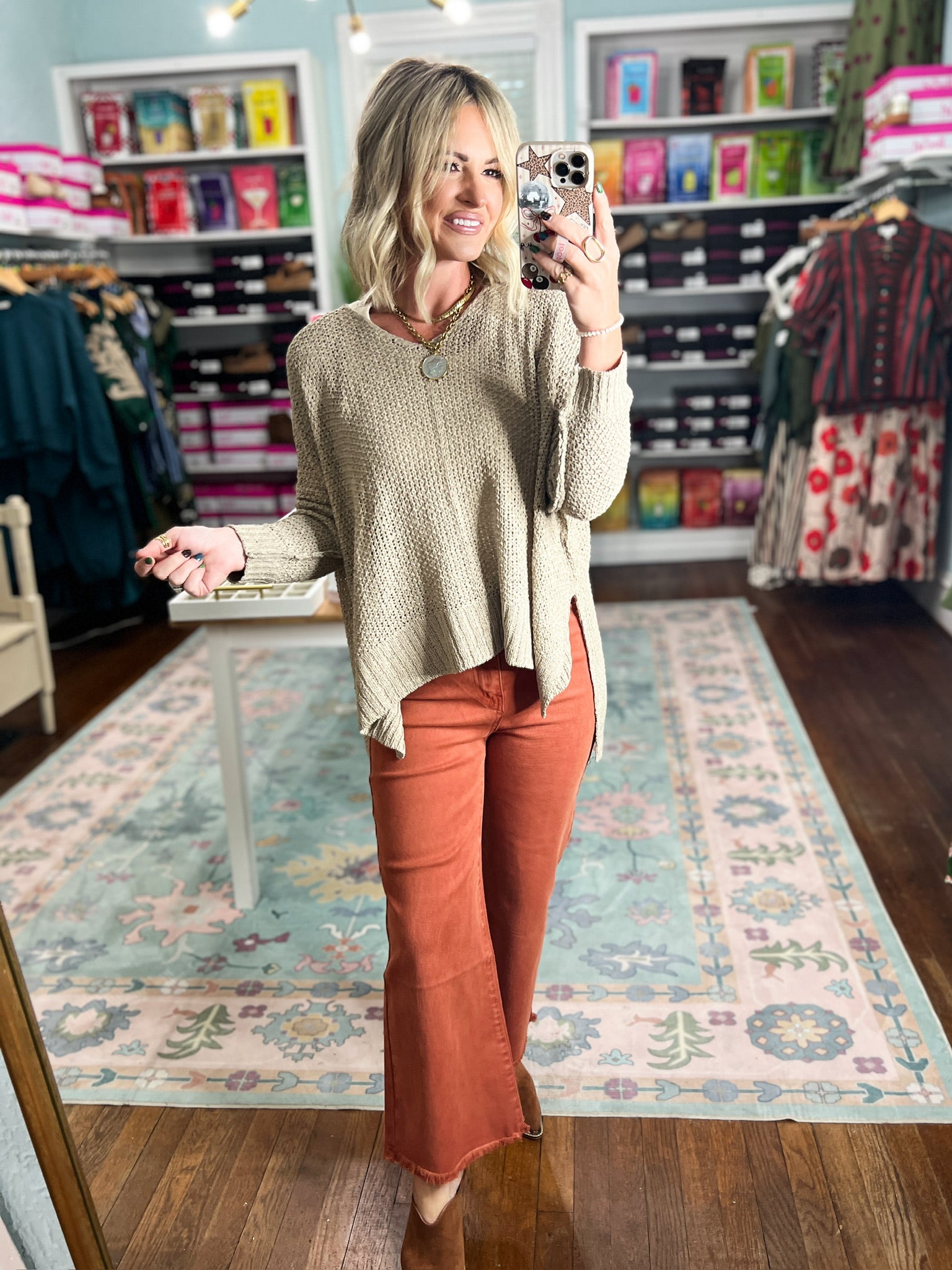 Why Not Dolman Sleeve Sweater Top - Lt. Mocha