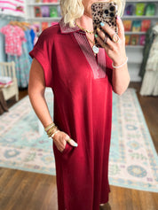 Casual Staple Midi Dress - Burgundy