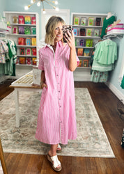 Just For You Shirt Dress - Lt. Pink