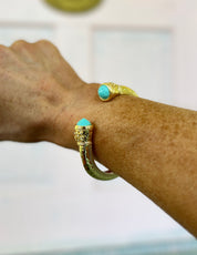 Jewel End Antique Cuff Bracelet- Turquoise