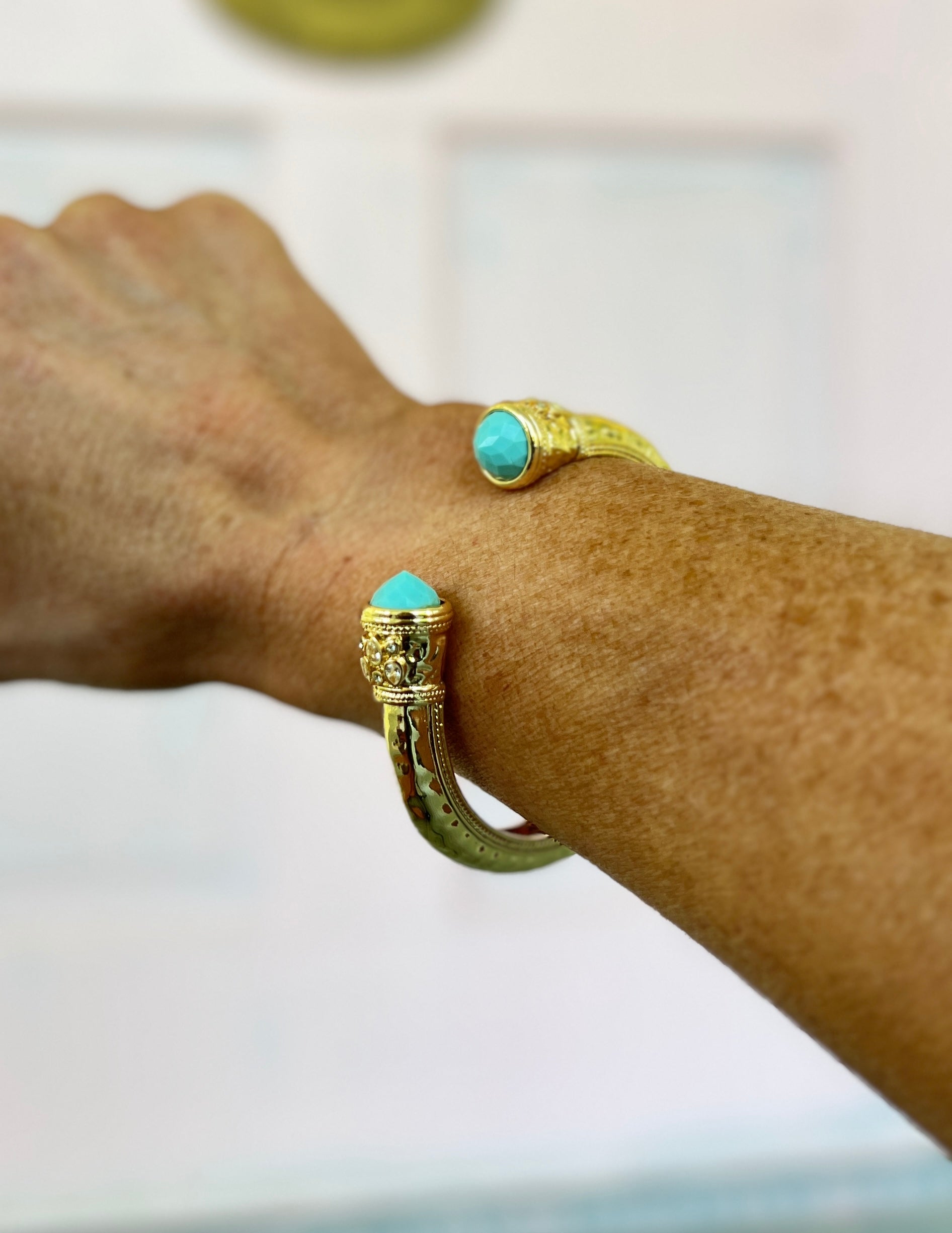Jewel End Antique Cuff Bracelet- Turquoise