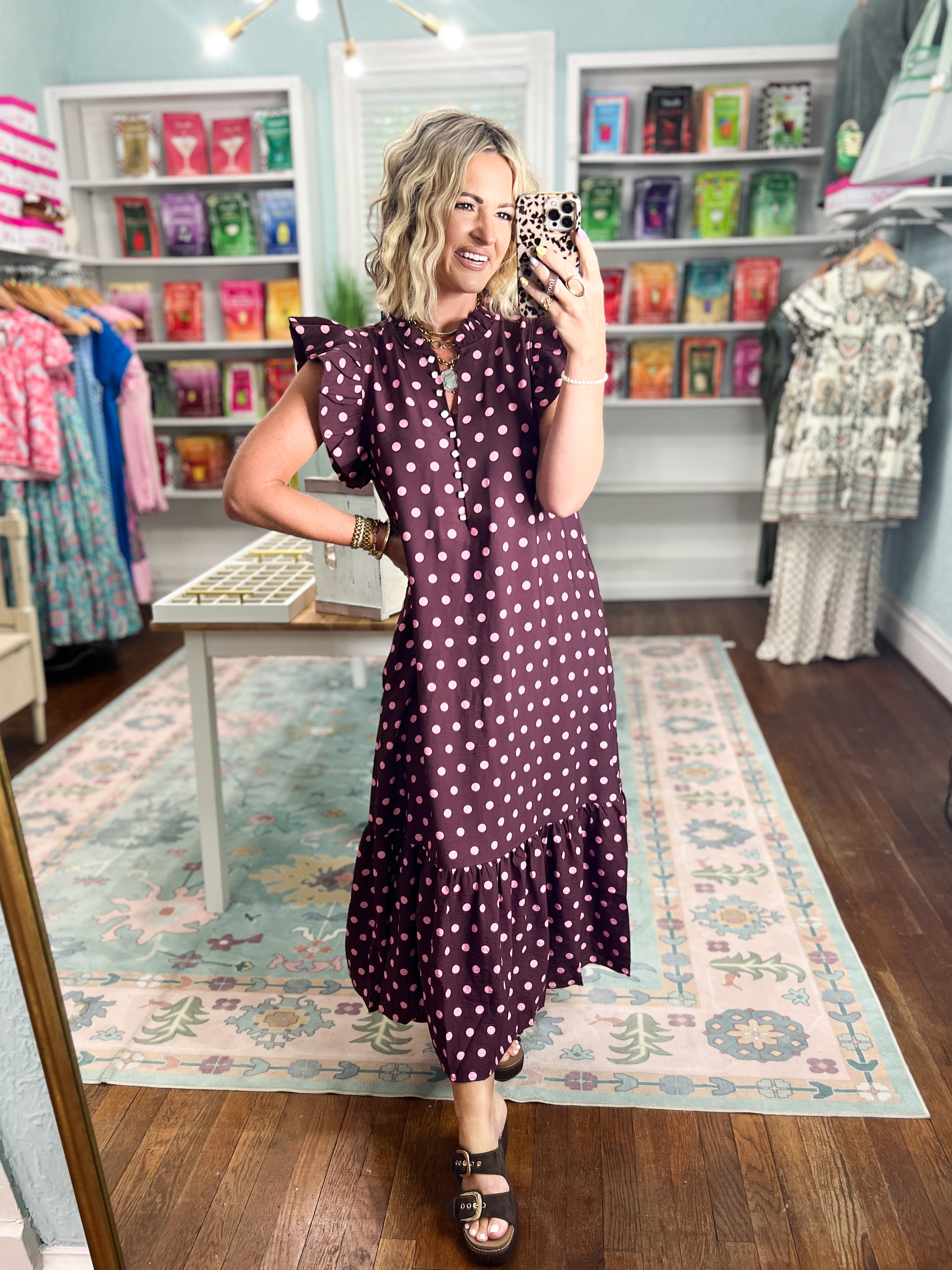 Vintage Spotlight Midi Dress - Wine