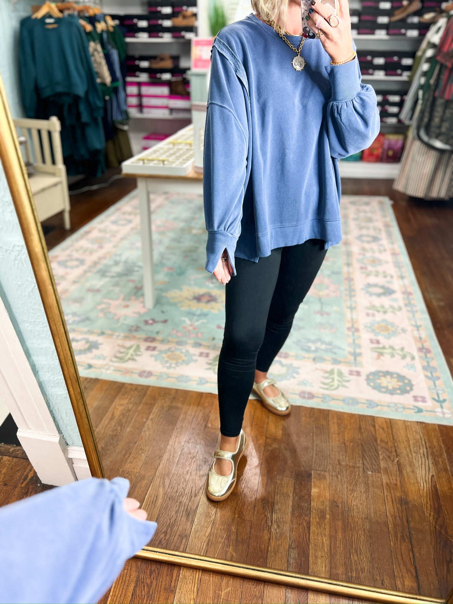Simply Well Oversized Raw Edge Sweatshirt - Navy