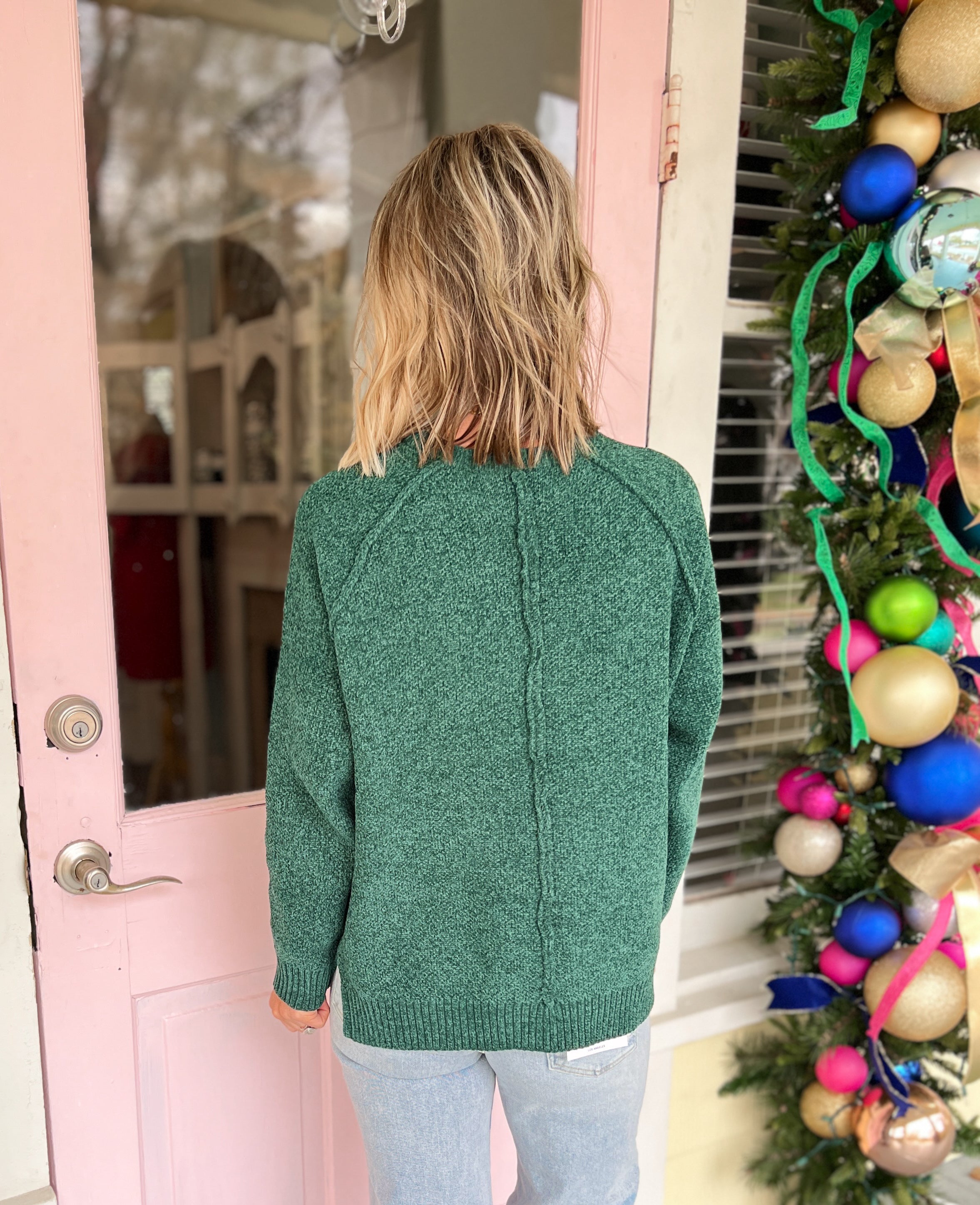 Perfect Classic Chenille Raglan Sweater - Hunter Green
