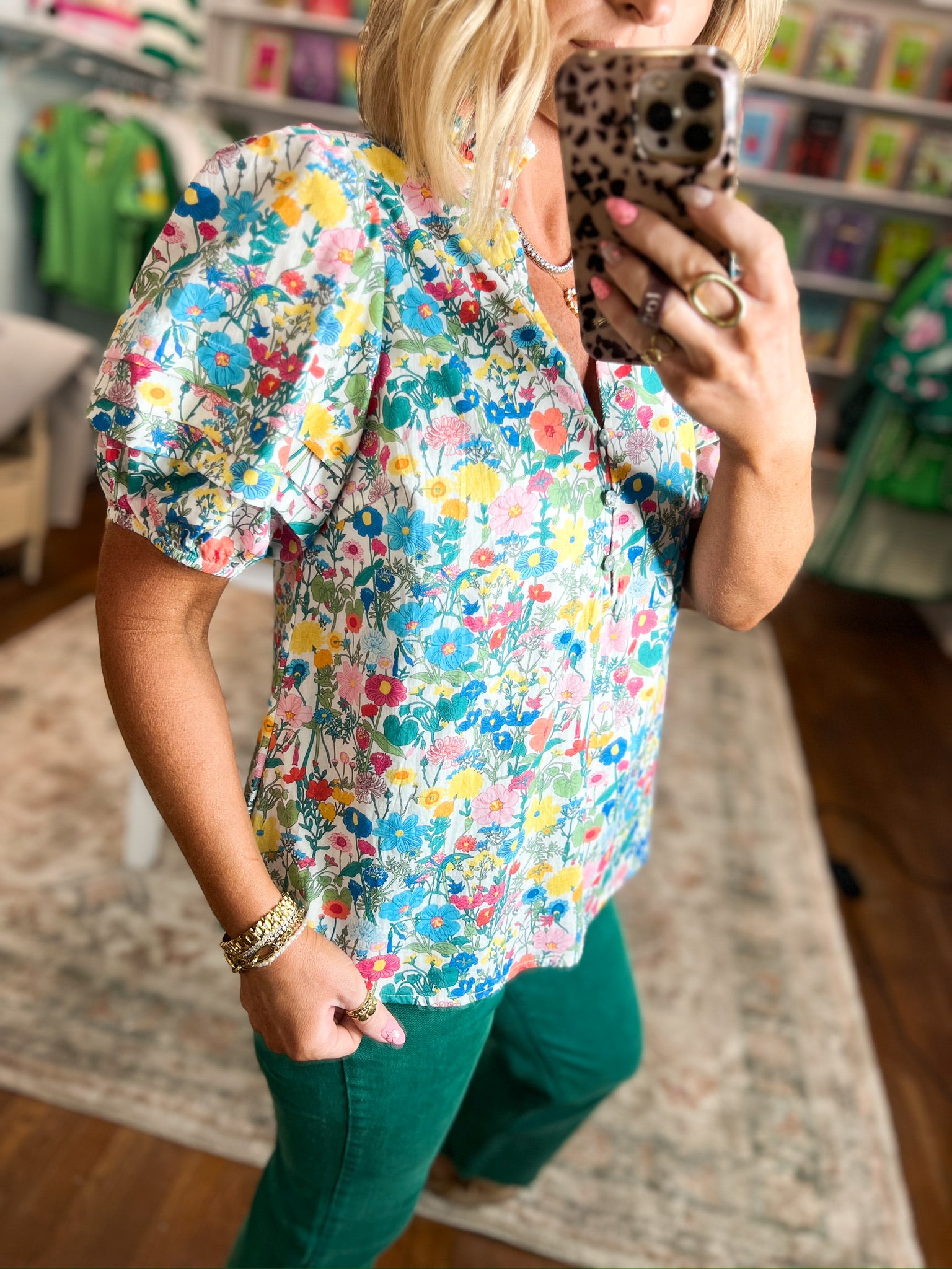 Blossoms and Blooms Floral Print Top