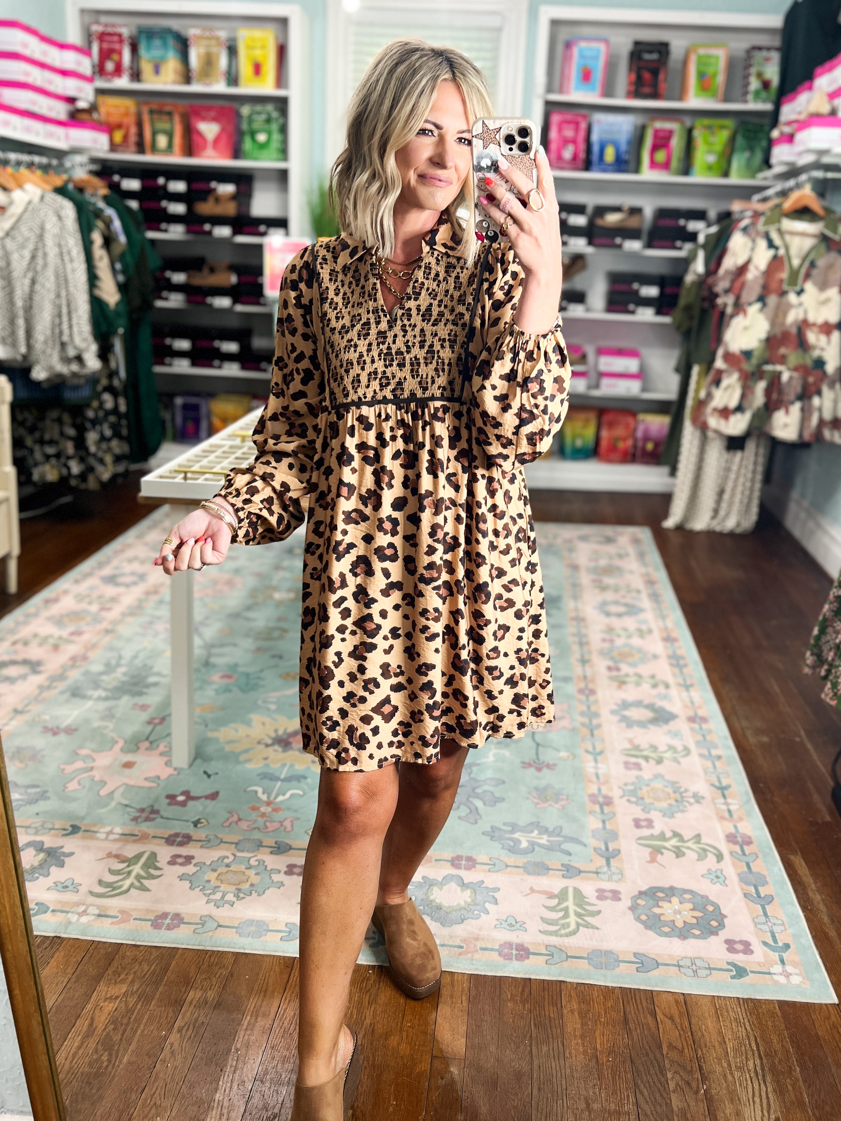 Queen of the Jungle Yoke Mini Dress - Taupe