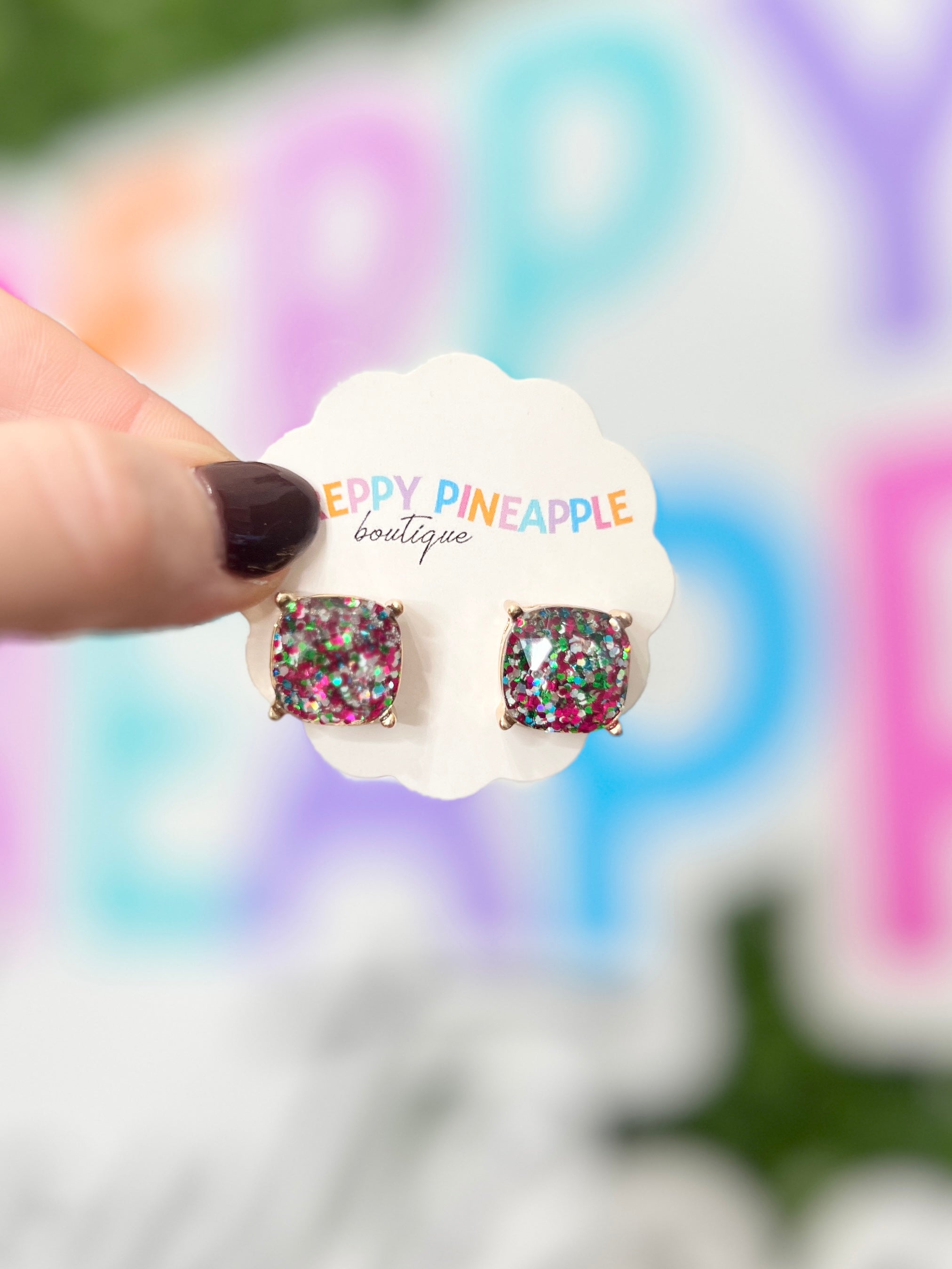 Glitter Epoxy Studs - Multi