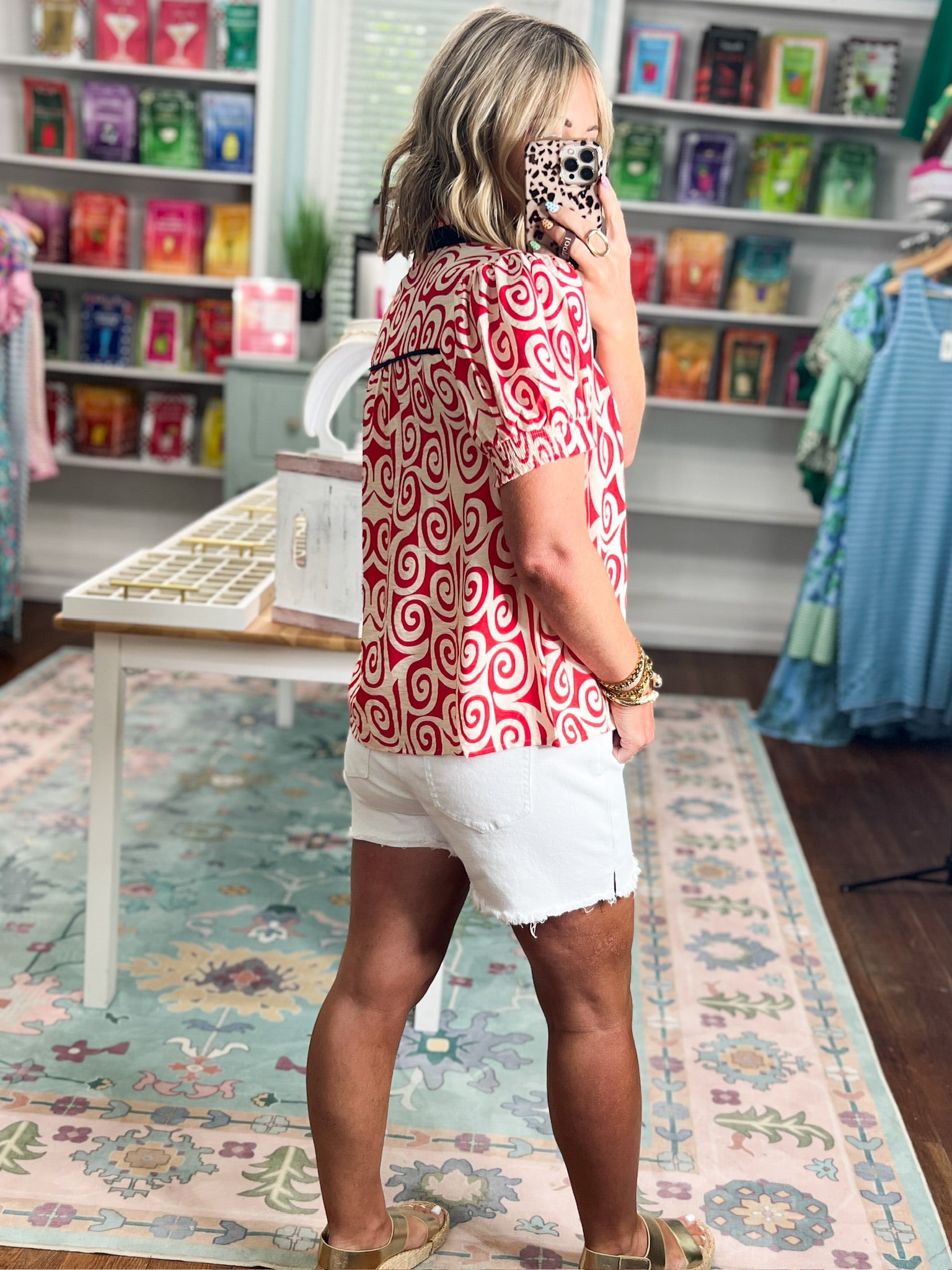 Getting Close Swirl Print Top - Red