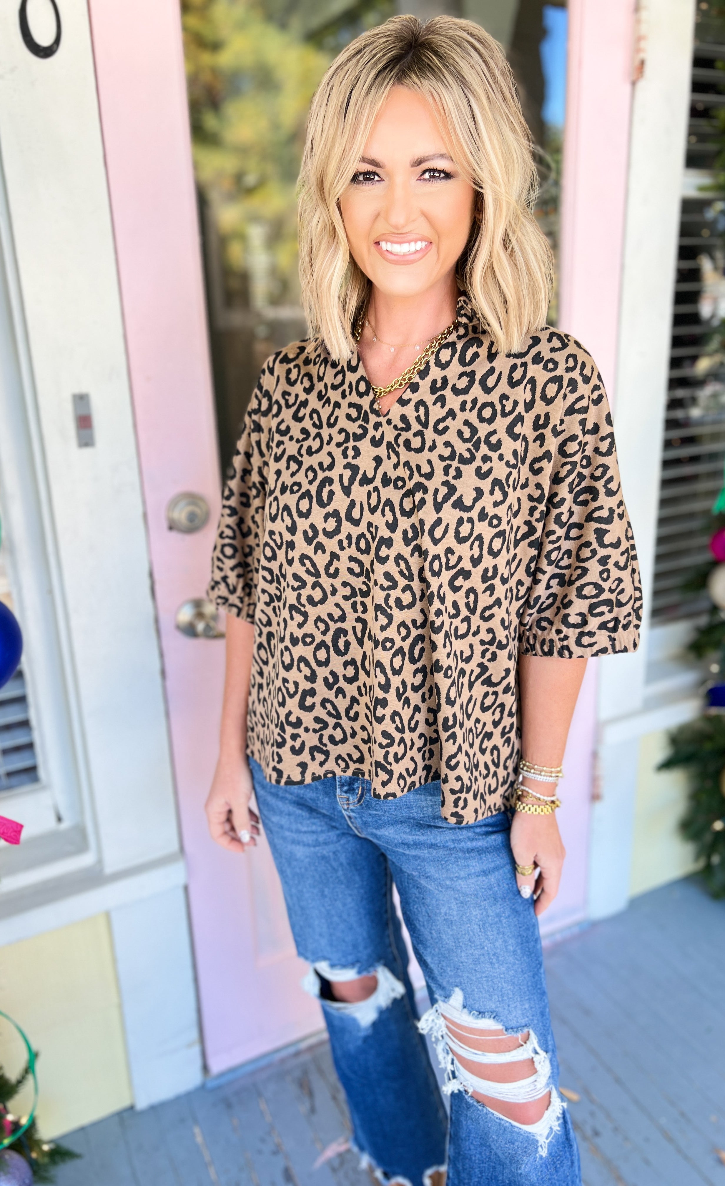 Clever Words Leopard Top