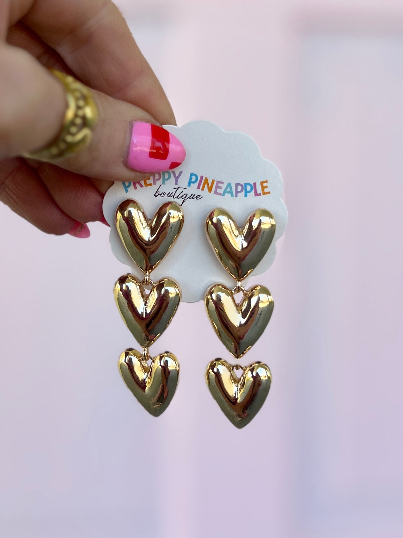 Heart Puffy Drop Earrings