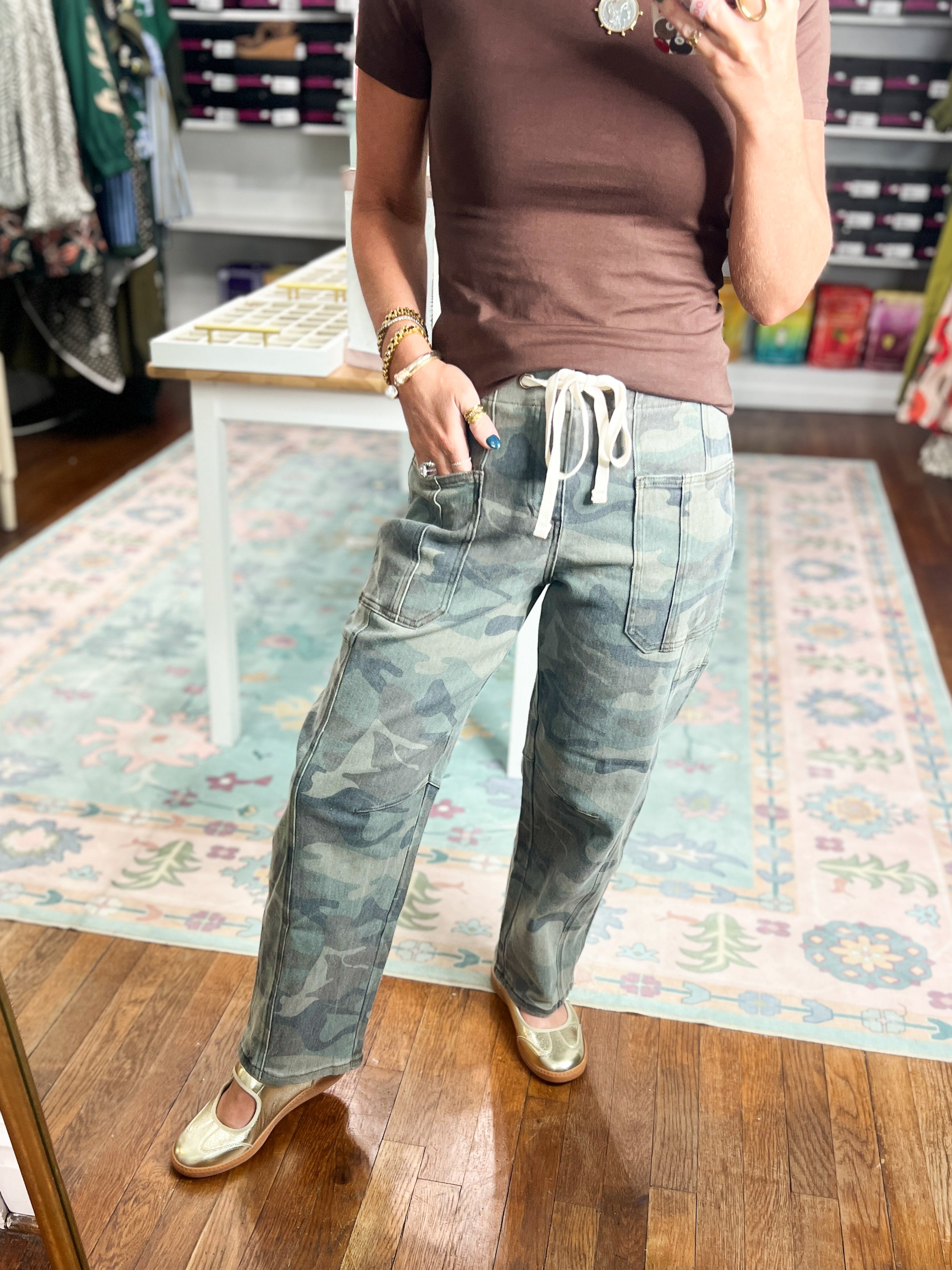Risen| Slouchy Crop Barrel Camo Pants