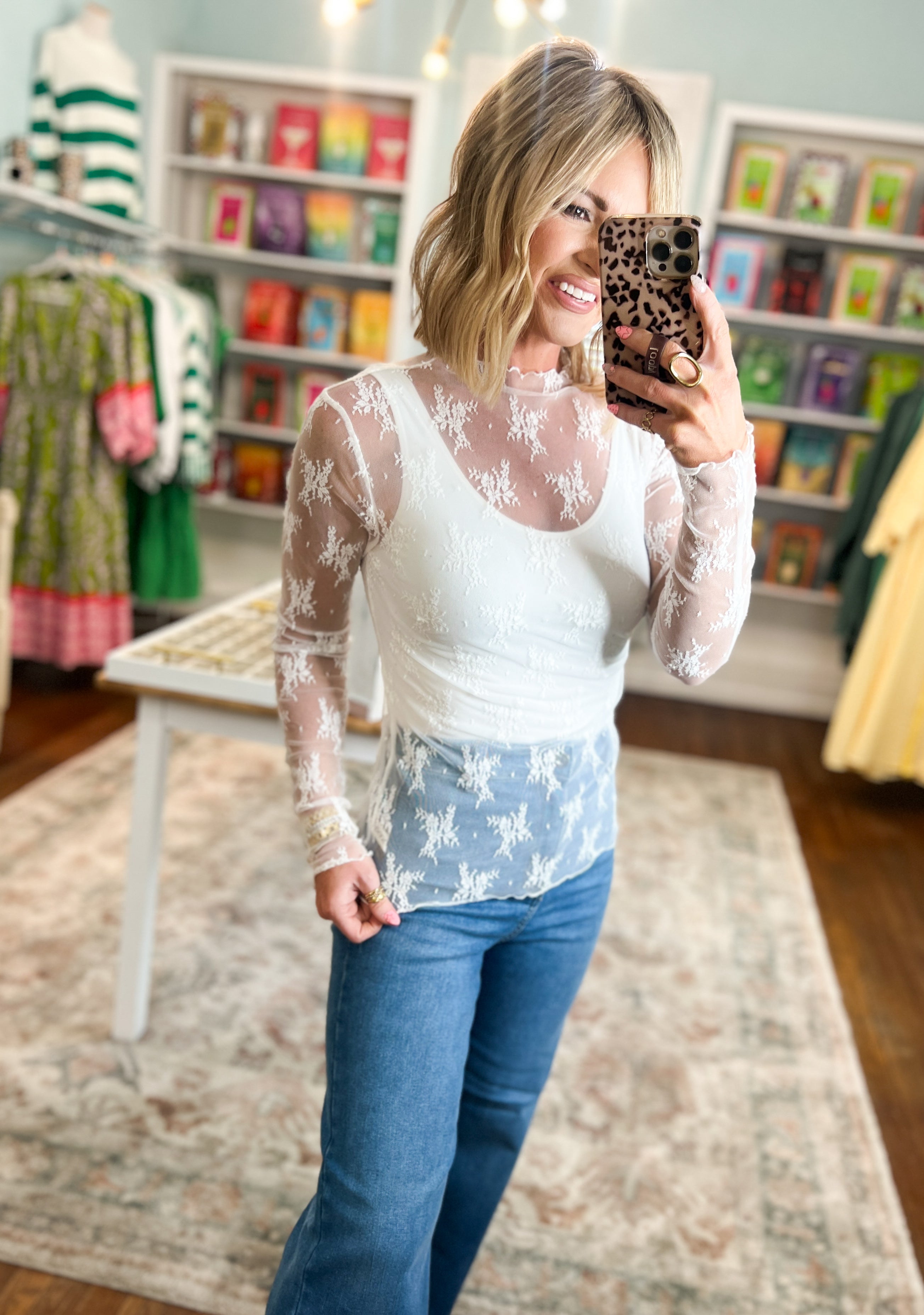 Simply Sweet Lace See-Through Layering Top - Ivory