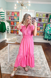 Just A Feeling Midi Dress - Lt. Pink