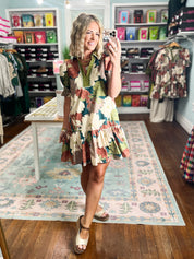 Amber Blooms Floral Mini Dress