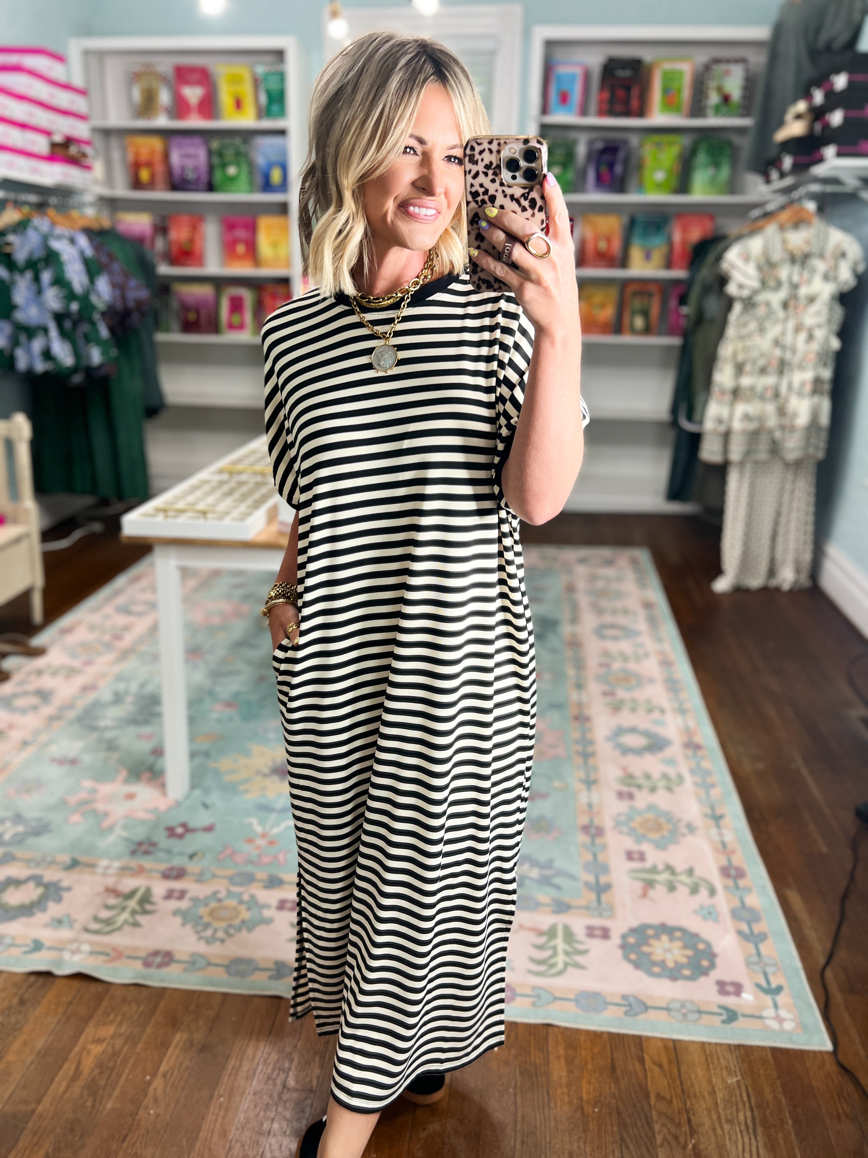 At a Glance Striped Midi Dress