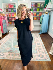 A Clear Mind Midi Dress - Black