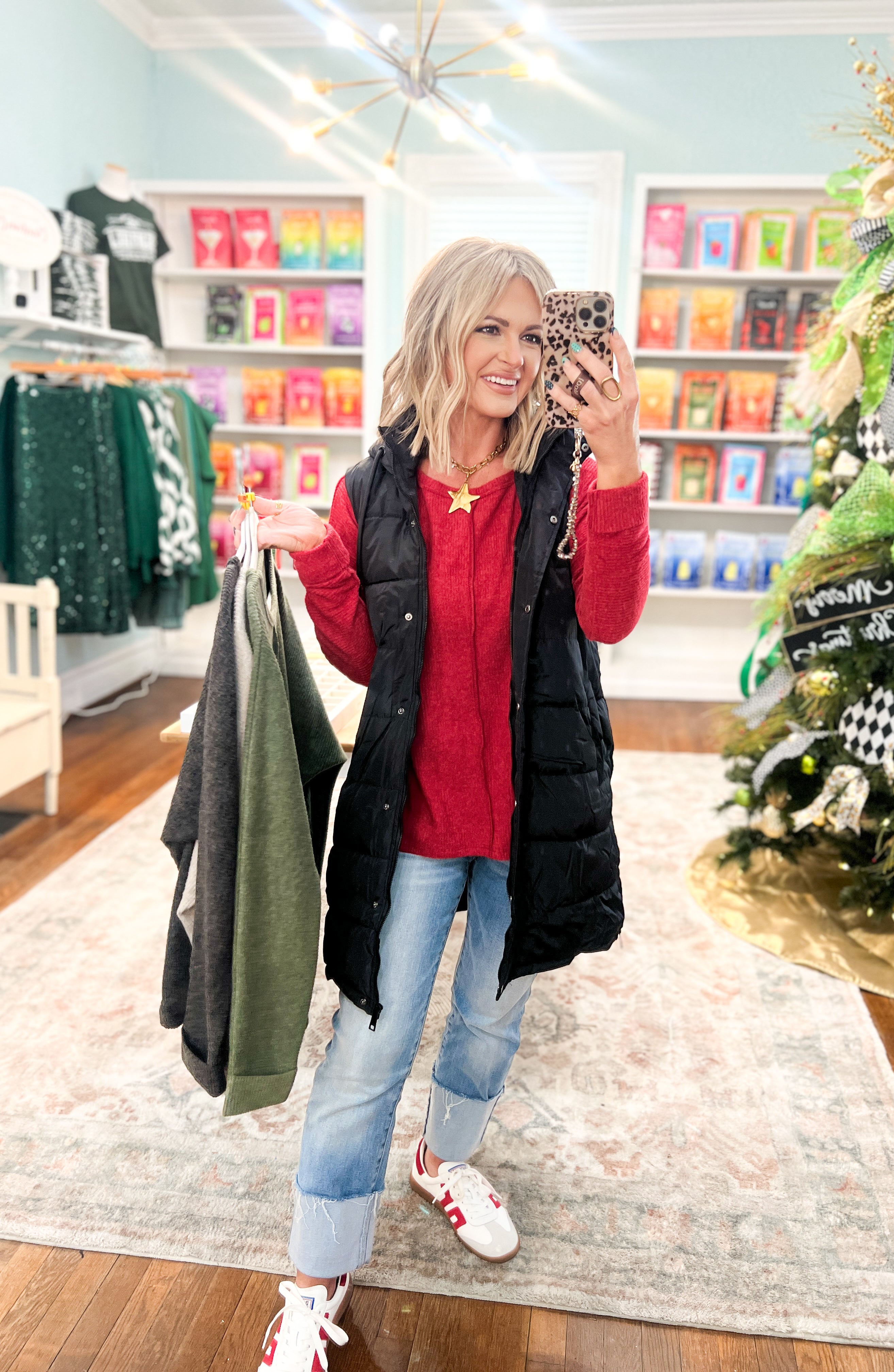 Right Down The Middle Dolman Top - Dk. Red