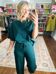Good Sport Crew Neck Top - Deep Green