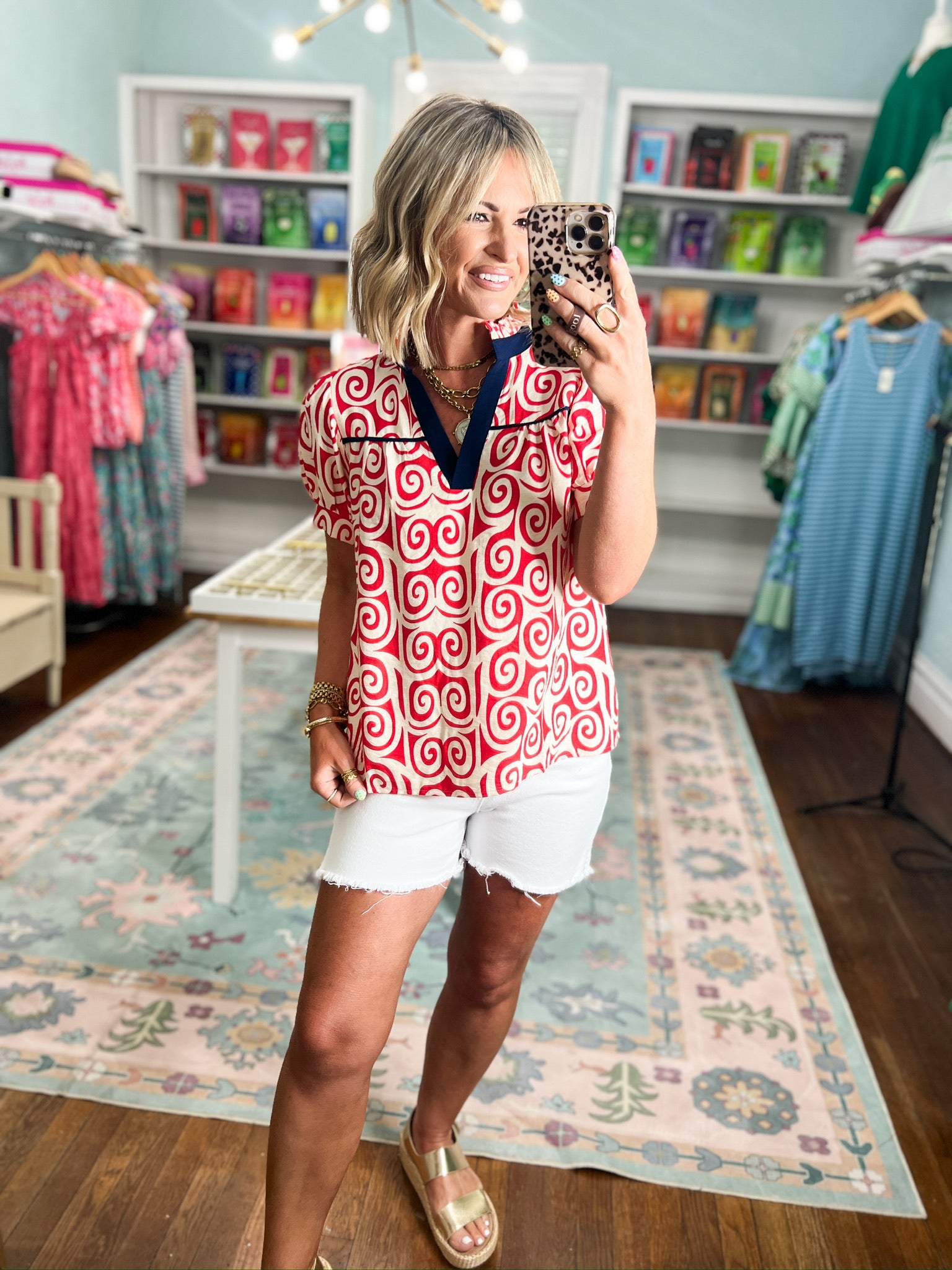 Getting Close Swirl Print Top - Red