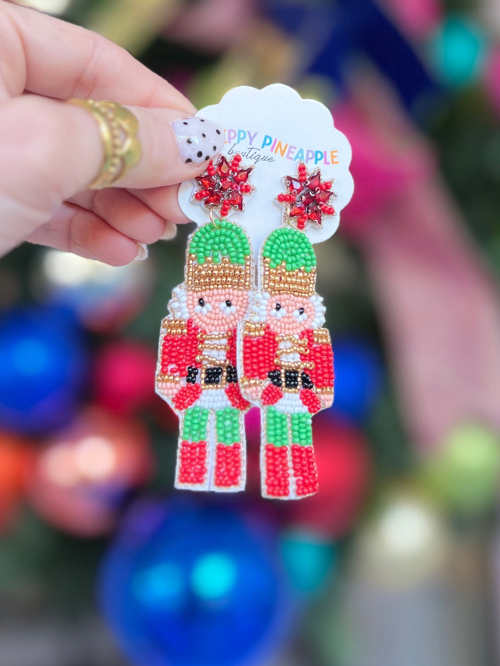 Christmas Nutcracker Drop Earrings - Red/Multi