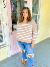 Sucker For You Striped Sweater - Ash Mocha