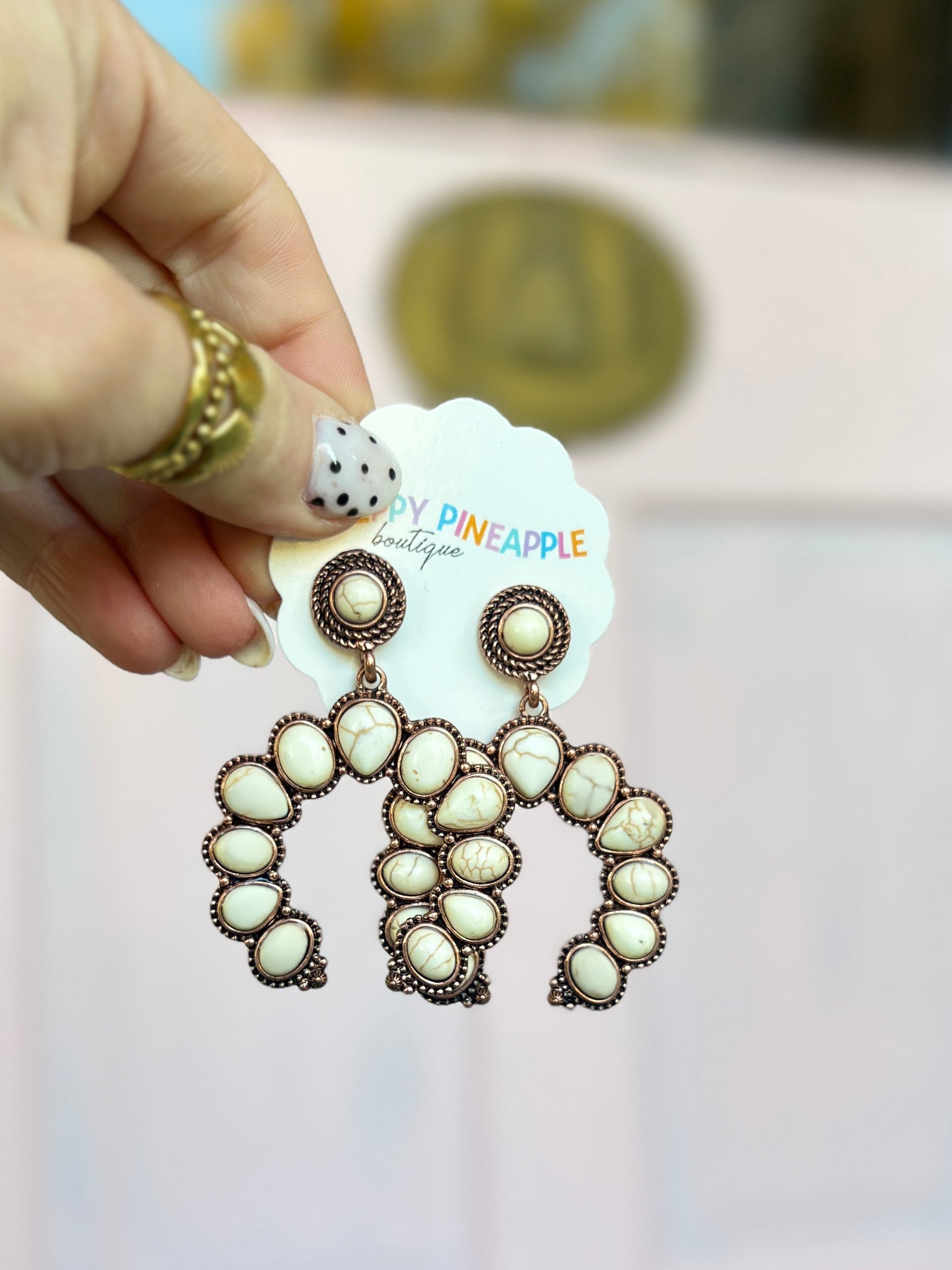 Squash Blossom Stone Earrings