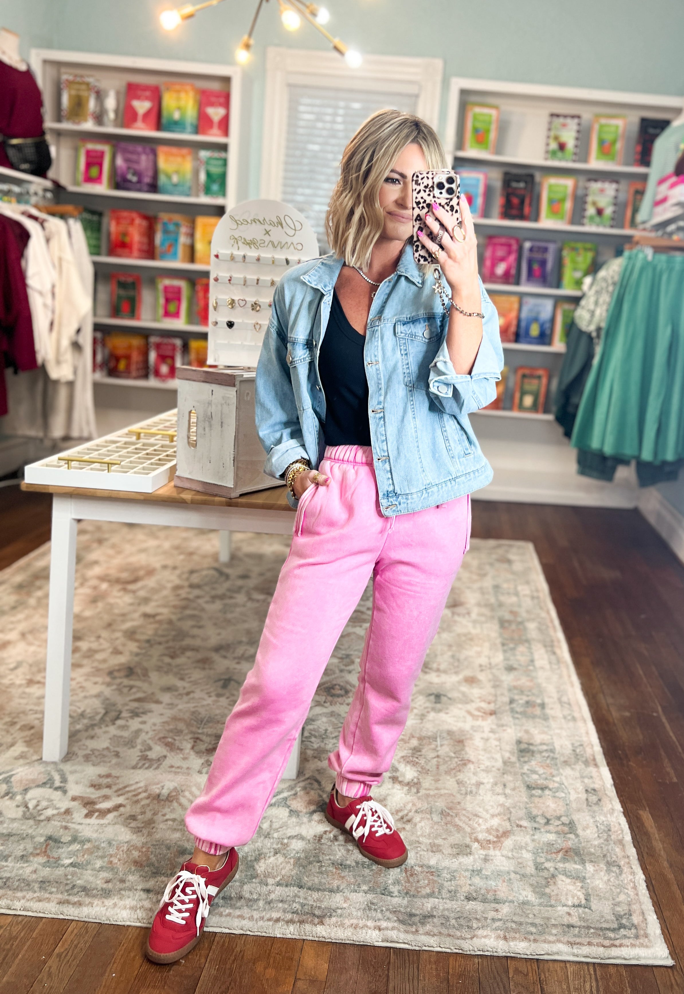 Carefree Agenda Acid Wash Joggers - Candy Pink