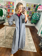 Little Moments Gingham Midi Dress - Navy