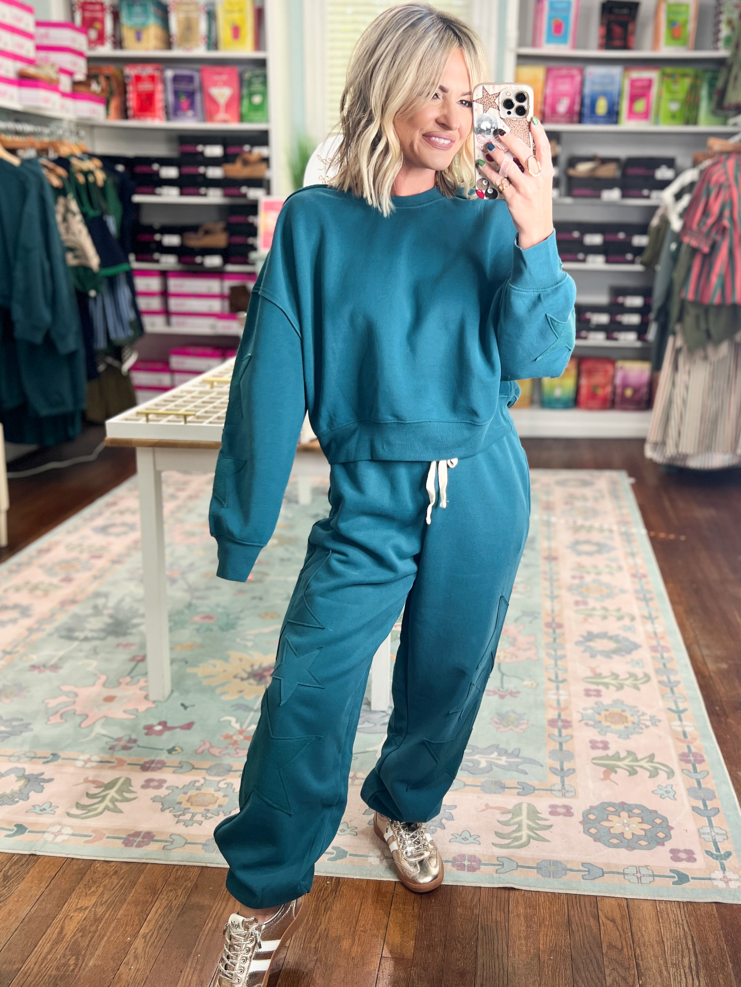 Lucky Star Patch Jogger PANTS - Dark Teal