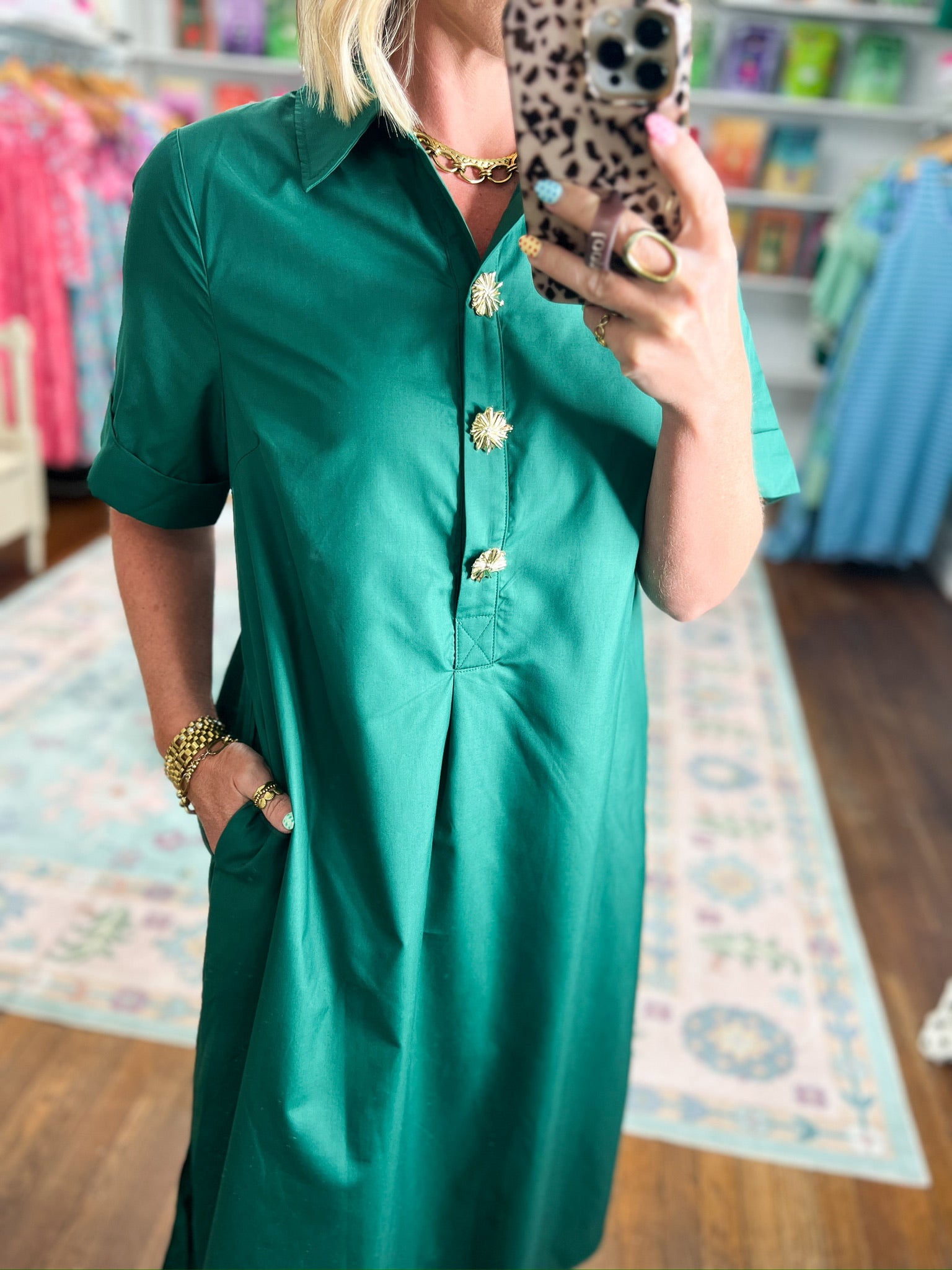 Everywhere Together Midi Dress - Hunter Green